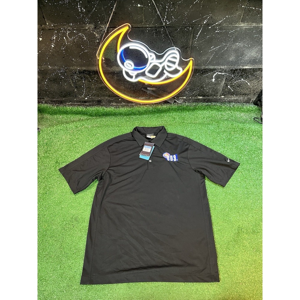 NWT Nike Golf‎ Dri-Fit Mens Medium Polo Shirt Swoosh Collared Pullover UDS Black